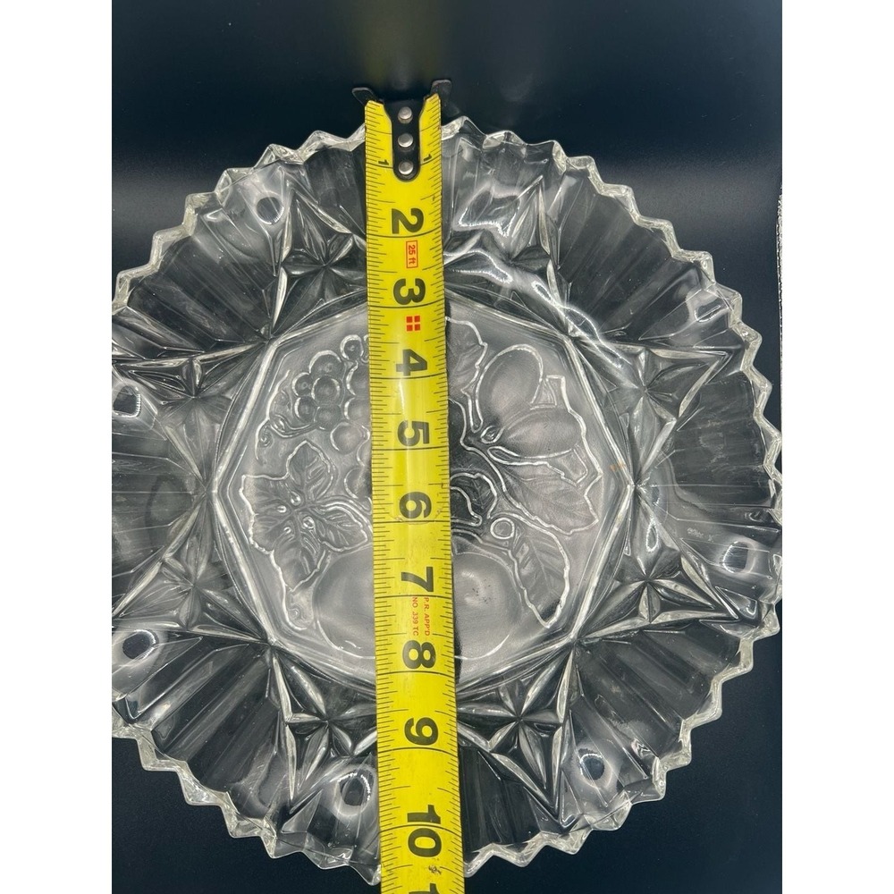 Vintage Federal Glass Pioneer Pattern 10-Inch Clear Fruit Bowl with Crimped Edge - Picture 5 of 5